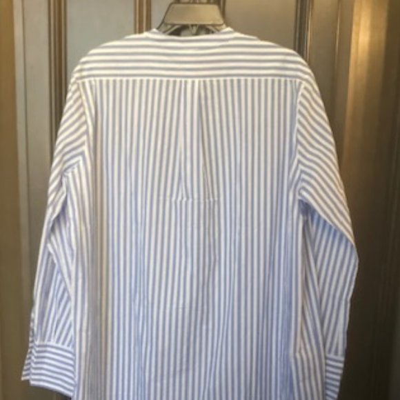 Polo Ralph Lauren High-Low Long Sleeves Button Cuffs Carly Striped Slip Shirt - Picture 5 of 11
